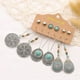 thumbnail image 4 of 36pairs Vintage Water Droplet Heart Eardrop Turquoise Pine Engraved Stud Earrings - Ancient Silver Geometric Design, 4 of 5