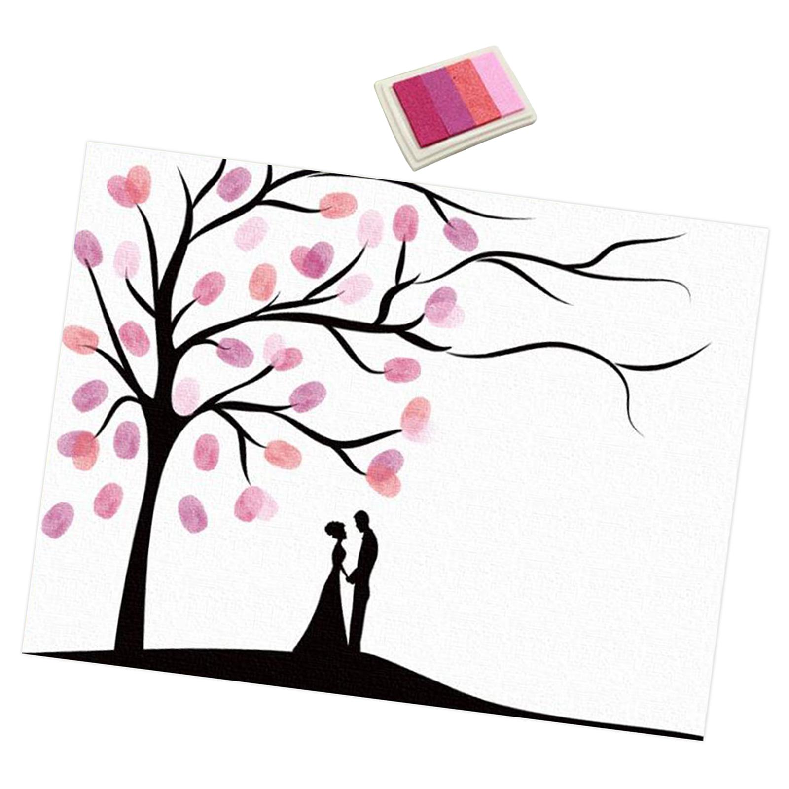 Magideal - Lienzo De Dactilares Libro De Visitas De Boda Único Aniversario Versátiles Crafting Hermoso Telón De Fondo Decoración De Graffiti De Bricolaje Rosa