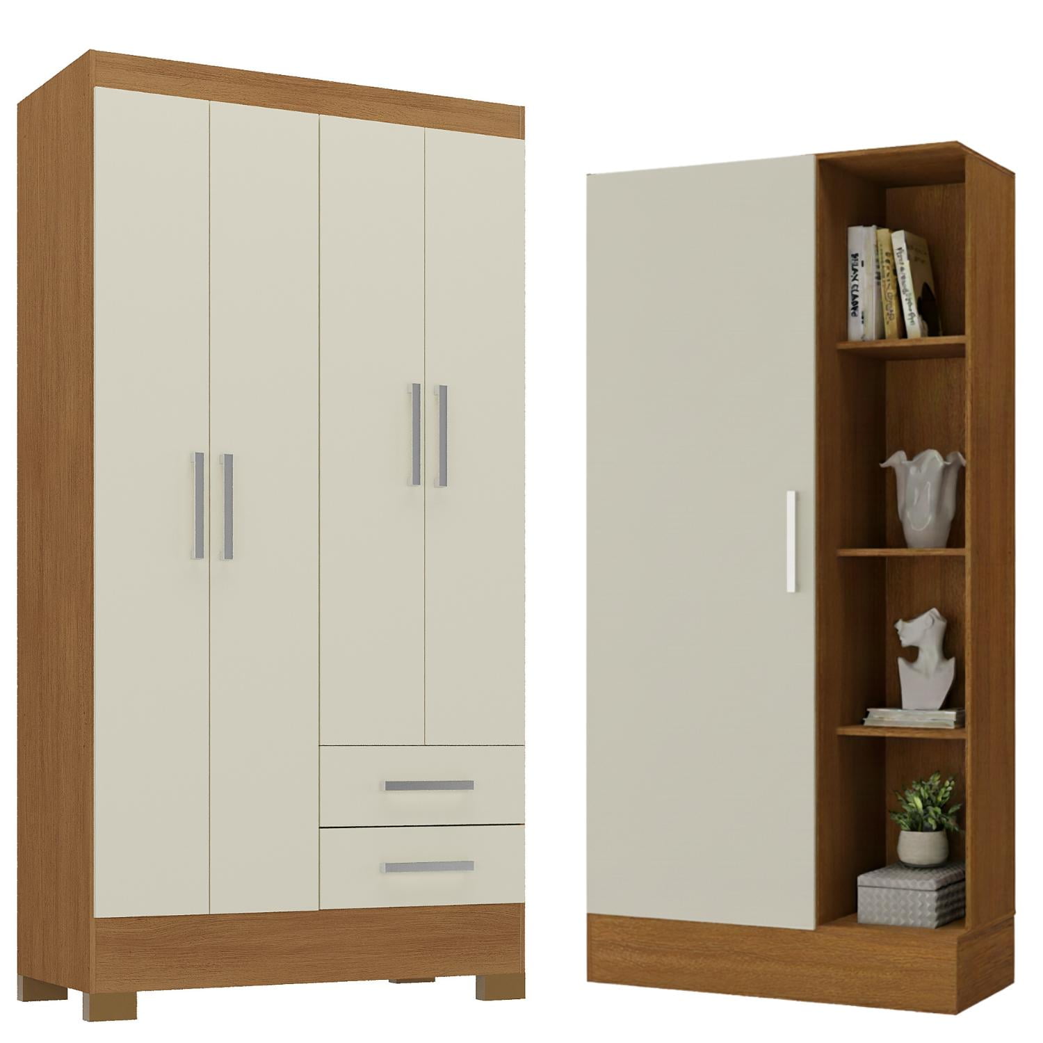 Movelaria - Combo Clóset 4 Puertas + Clóset Zapatero Off White R4215 Blanco