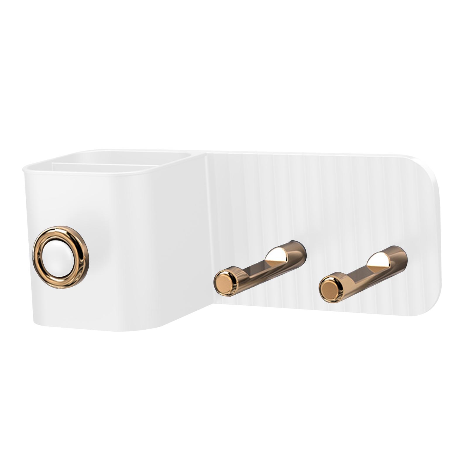 Ioensy - Soporte Para Secador De Pelo Montado En La Pared Con Gancho De Enchufe Para Gabinete De Inodoro Doméstico Blanco