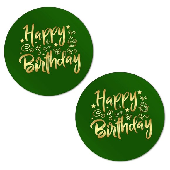 Etiquetas RokAPary redondas de 5 cm para cumpleaños – Pack de 40, color verde
