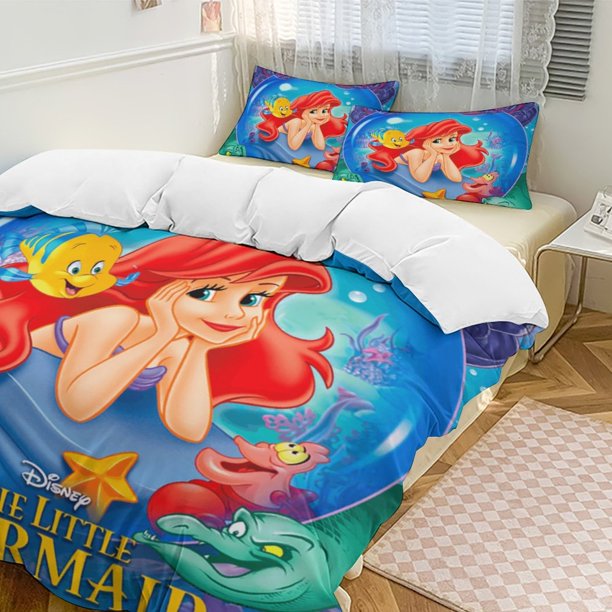 The Little Mermaid 3-Piece Bedding Set Soft Warm And Comfortable Soft Bed Set for Bedroom