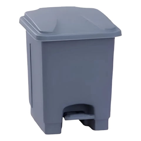 Basurero 15 Lts Luster Gris Con Tapa Y Pedal