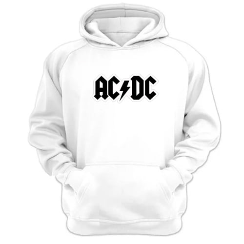 Polerón Canguro Acdc Blanco Talla M Unisex