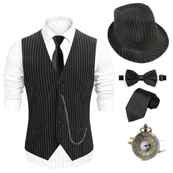 Set de disfraces EFORLED de los años 20 para hombre, sombrero Fedora Gatsby Gangster