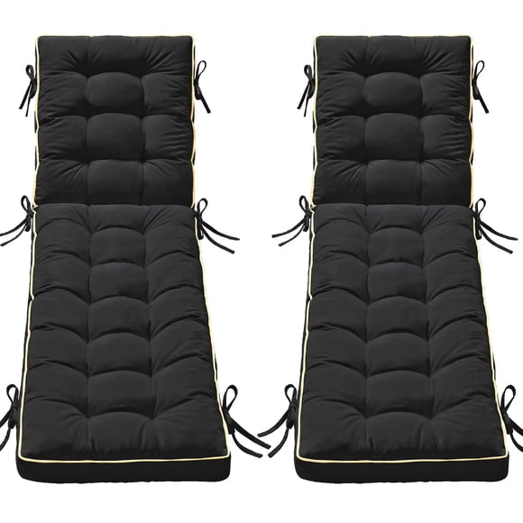 Cojín para tumbona AMCATON, 2 unidades, 203 x 66 cm, negro
