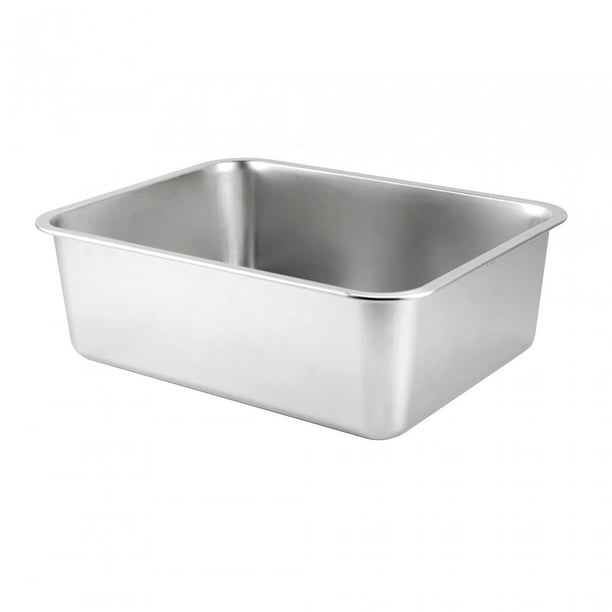 Caja De Arena Para Gatos Bandeja De Arena Para Mascotas Con Parte Superior Abierta Grande De Acero Inoxidable Lavabo De Arena Para Gatos 50 Cm X 35 Cm X 10 Cm