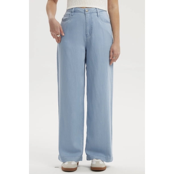 Jeans Mujer Wide Leg Pinza Azul Claro