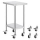 thumbnail image 1 of Mesa de trabajo VEVOR de acero inoxidable de 60 x 45 x 96 cm con 4 ruedas, 1 of 3