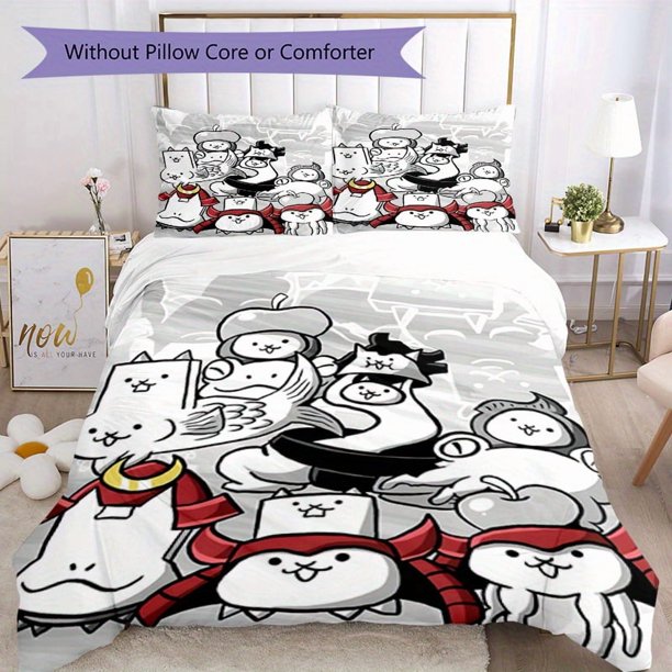 3pcs Bedding Set Duvet Cover Closure Includes 1 Duvet Cover & 2 Pillowcases for All Seasons Bedroom Decor, Home Dorm High-Definition Print Battle Cat F134
