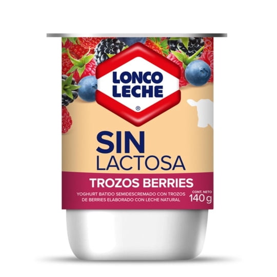 Yoghurt Batido Sin Lactosa Con Trozos Sabor Berries Pote 140 g Loncoleche