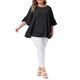 thumbnail image 2 of Agnes Orinda Blusas de Mujer Tallas Grandes Cuello Redondo Volante Manga Corta Blusa de Doble Capa Verano Casual Camisas Sólidas 1X Negro, 2 of 6