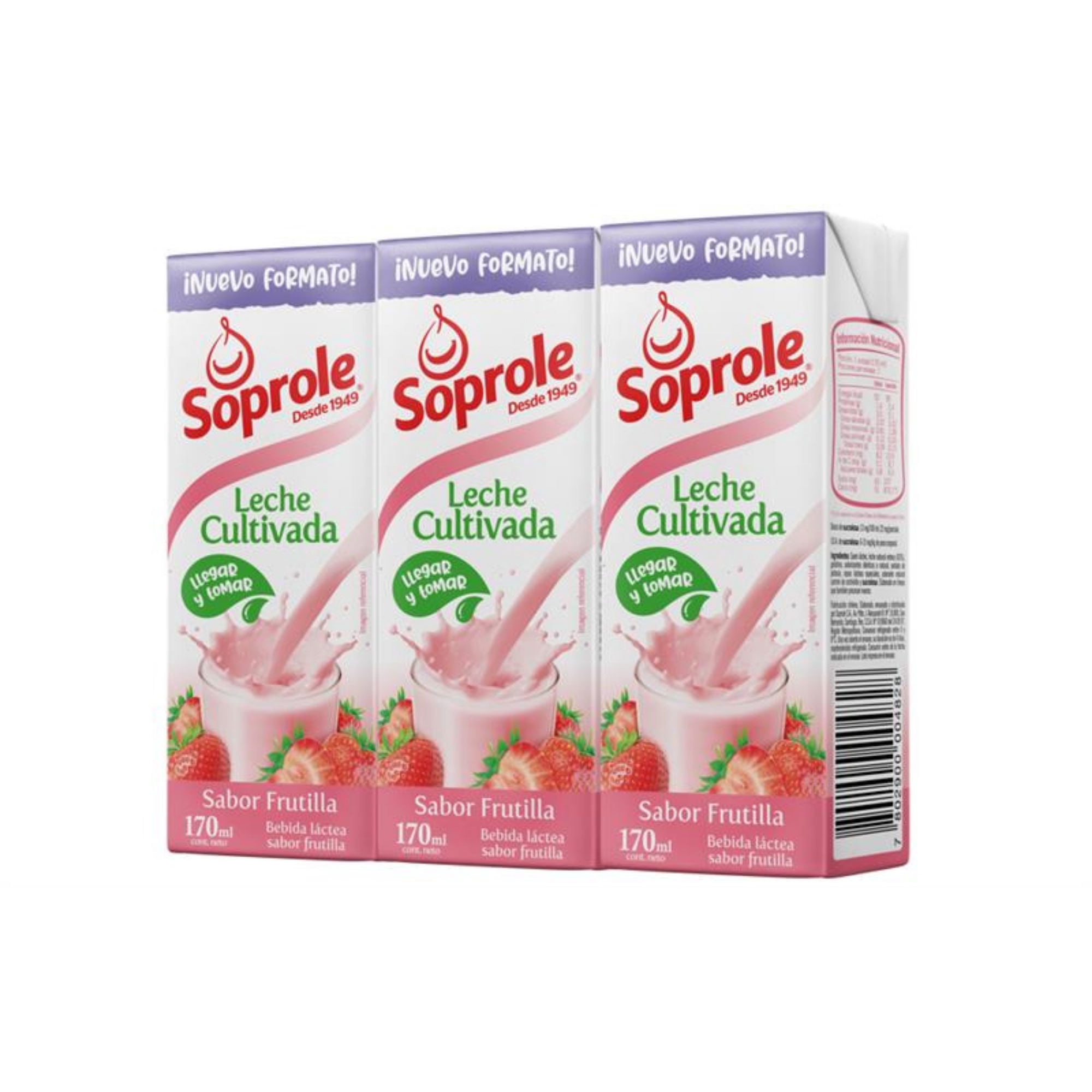 Leche Cultivada Tradicional Frutilla 3x170 Ml 510 ml Soprole