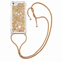 Funda Foxdock Para Iphone 5/5S Con Cuerda Ajustable, Brillo Líquido, Protección Antigolpes Y Lente – Ideal Para Regalo