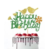 Adorno Para Tartas Con Purpurina, Diseño De Pájaro, Con Forma De Naicaek, Feliz Cumpleaños