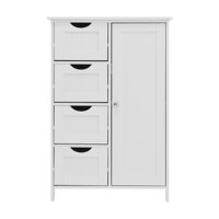 M&Ms - White Bathroom Storage Cabinet, Floor Cabinet With Adjustable Shelf And Drawers