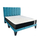 thumbnail image 1 of Cama europea 2 plazas + Colchon con respaldo y bases divididas Felpa Turquesa, 1 of 4