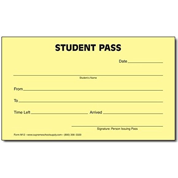 Pase de estudiante Supreme School Supply amarillo de 13 cm, paquete de 10