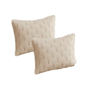 Genérico - Pack De 2 Fundas De Cojin Serie Abanico 30X50 Cm Beige