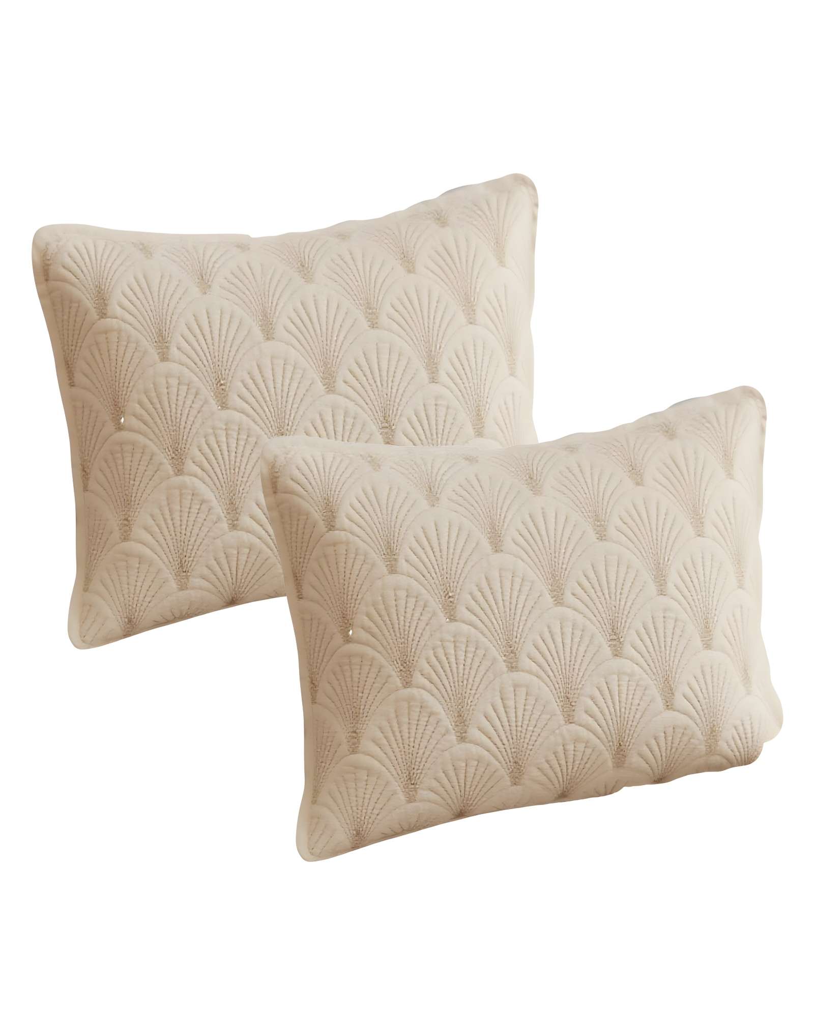 Genérico - Set De 2 Fundas De Cojin Serie Abanico 30X50 Cm Beige