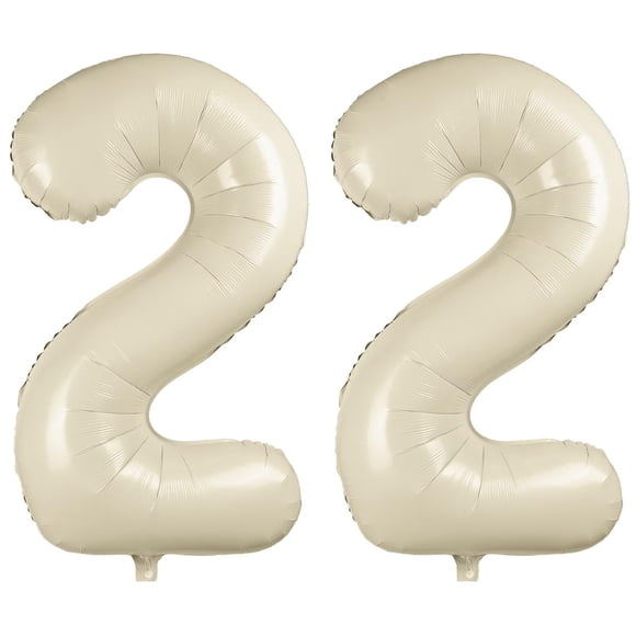 Globo LVMOQIQIU Número 22 de Foil Blanco Crema 40"