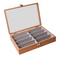 Magideal - Almacenamiento De Gafas, 8 Compartimentos, Soporte De Madera Para Gafas, Caja De Almacenamiento Para Gafas De Sol, Organizador De Relojes De Joyería C Con Tapa De Palisandro