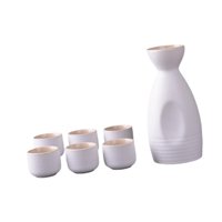 Magideal - 7 Piezas Sake Juego Tradicional Japonés De Cerámica Decantador Elegante Vasos Pequeños Diseño Portátil Y Creativo Adecuado Para Reuniones Familiares Bote Redonda