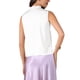 thumbnail image 3 of INSPIRE CHIC Top de satén para mujer elegante sin mangas con cuello simulado plisado y ribete de volantes, blusa de trabajo sólida, tops de tanque de seda S blanco, 3 of 6