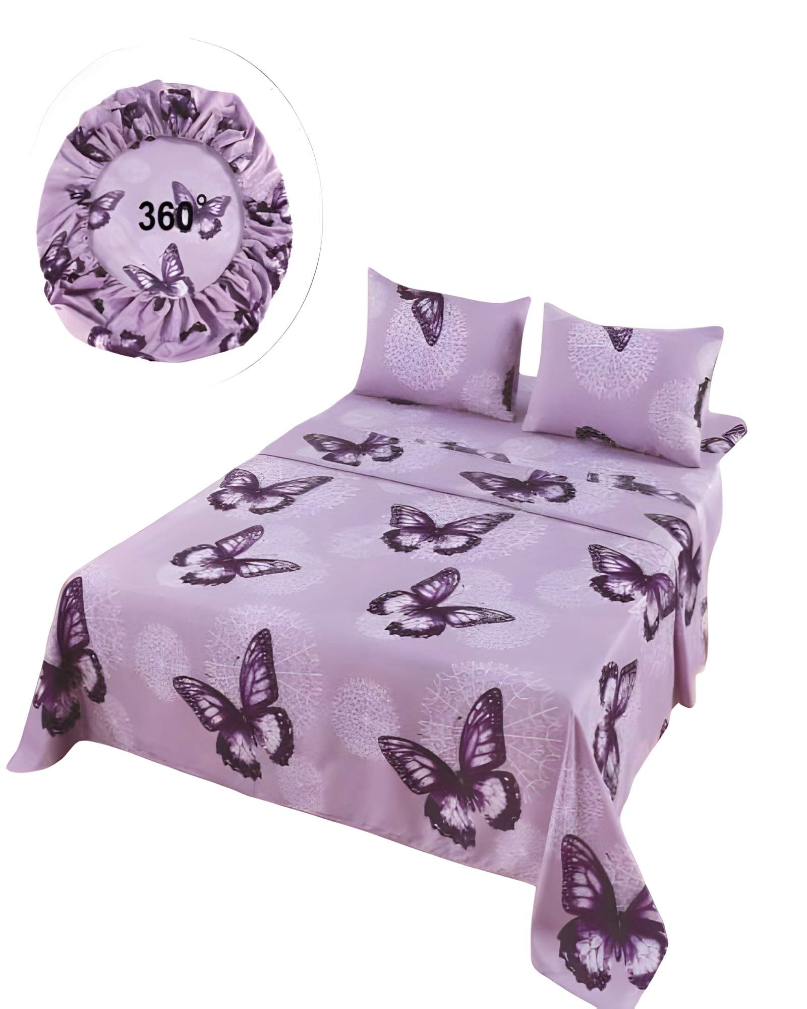 Genérico - Juego De Sabanas Con Diseño King Lila