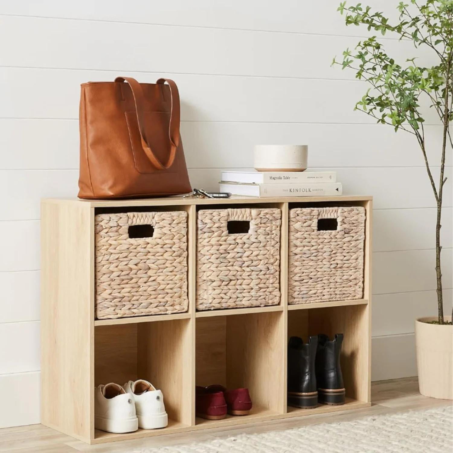 Pandalino - Mueble Organizador Pasco Natural | Con Canastos De Mimbre Beige