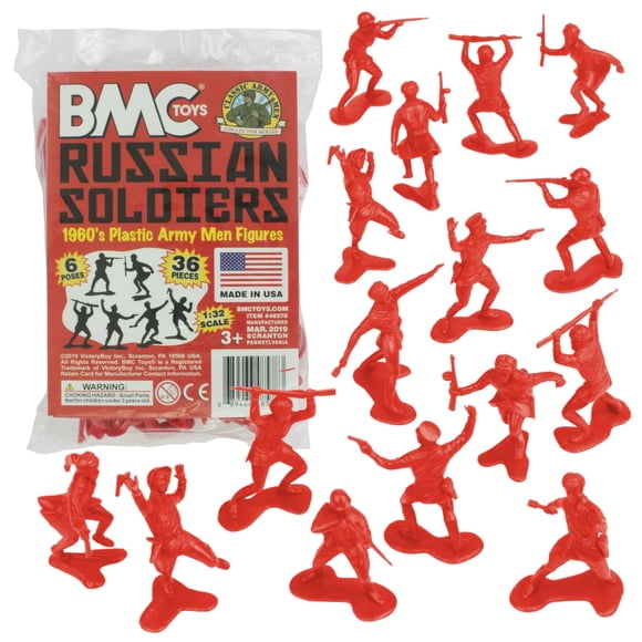 BMC Clásicos Soldados de Plástico del Ejército Ruso - 36 Figuras Rojas de Soldados de la Segunda Guerra Mundial Hechas en EE.UU.