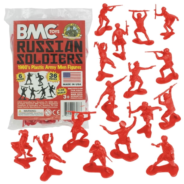 BMC Clásicos Soldados de Plástico del Ejército Ruso - 36 Figuras Rojas de Soldados de la Segunda Guerra Mundial Hechas en EE.UU.
