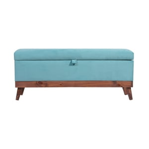 Máxima Design - Banqueta Con Baúl Incy Turquesa Felpa 120X40X50 Cm
