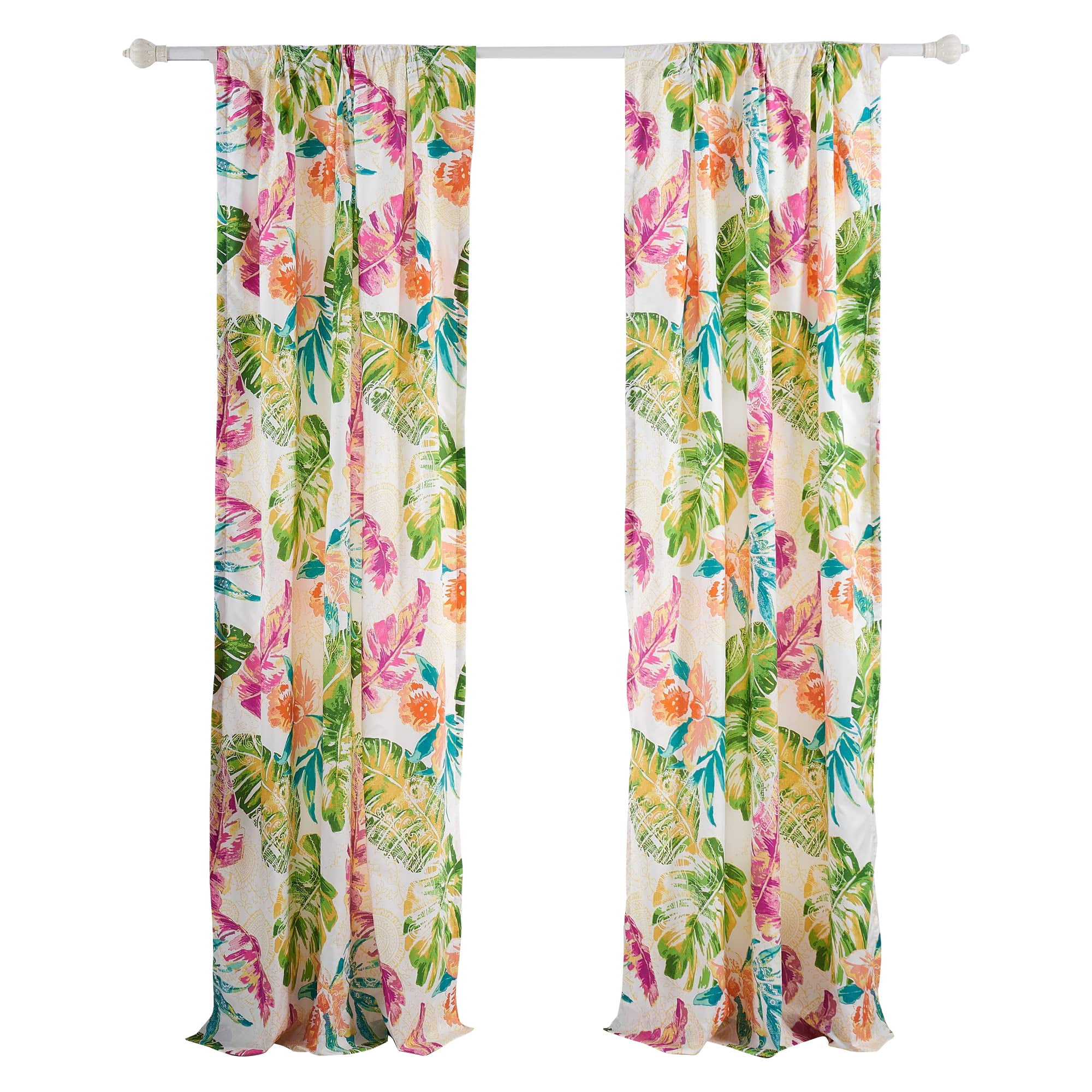 Benzara - Cortinas De Ventana Benjara Porto Con Hojas De Palma Tropicales, 213 X 107 Cm