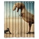 thumbnail image 1 of Cortina de ducha de dinosaurio vs. gato, juego de cortina de baño con ganchos, tamaño 60 x 72 pulgadas, 1 of 3