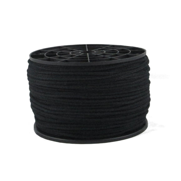 QNR Cuerda de algodón negra de 1/8\" (3,2 mm), cuerda para atar, cuerda para escenario teatral, carrete de 600 pies (182,9 m), reforzada, de bajo estiramiento y sin barnizar