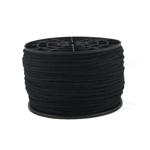 QNR Cuerda de algodón negra de 1/8\" (3,2 mm), cuerda para atar, cuerda para escenario teatral, carrete de 600 pies (182,9 m), reforzada, de bajo estiramiento y sin barnizar