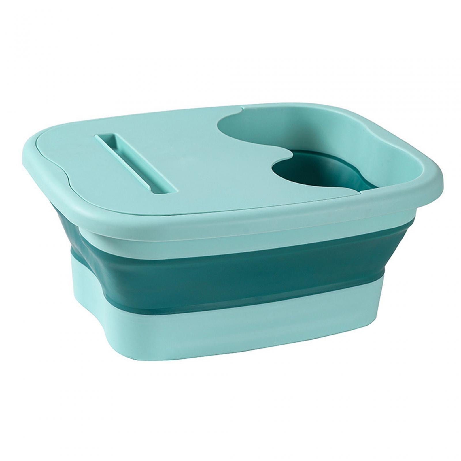 Magideal - Bañera Plegable Para Pies, Lavabo Para Pies, Portátil, Gran Ahorro De Espacio, Resistente Y Duradero Con Cubierta, Bañera Para Pies, Cubo Para Baño De Verde