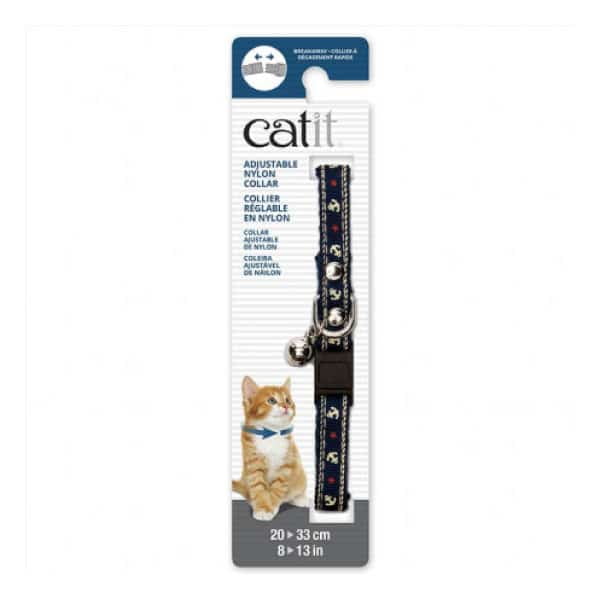 Catit Collar Ajustable Gato Diseño Azul Con Anclas