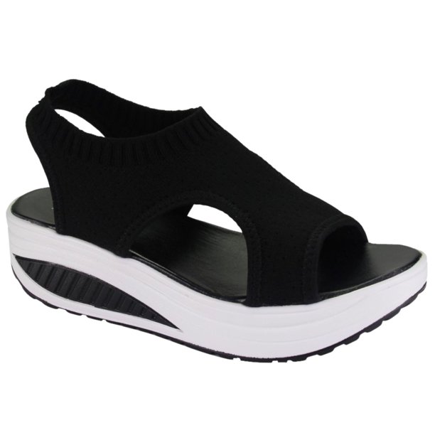 Sandalia Funway Mujer Tija-29 Negro Plataforma