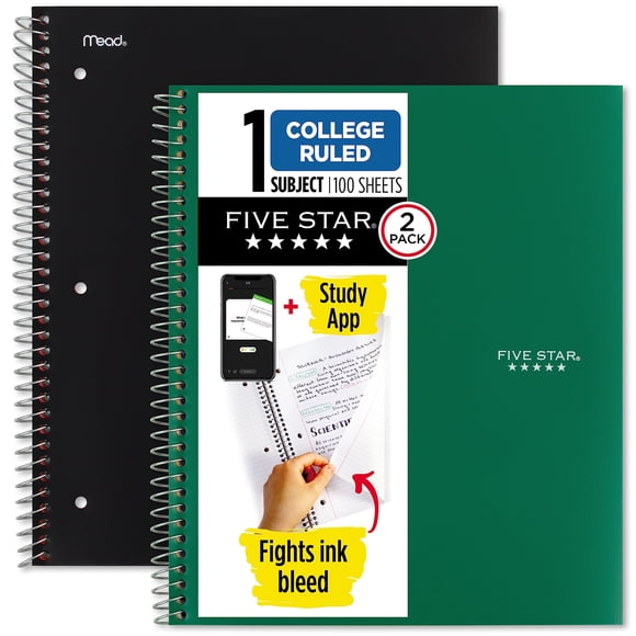Cuadernos Five Star 2 unidades, 22 cm, Rayado universitario