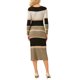 thumbnail image 3 of INSPIRE CHIC Vestido de Punto a Rayas para Mujer de Manga Larga Casual de Trabajo Ajustado M Caqui, 3 of 5