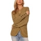 thumbnail image 2 of INSPIRE CHIC Cardigans de punto para mujer con frente abierto, botones, manga larga, casual de otoño, suéter de punto trenzado con bolsillos L Caramelo, 2 of 6