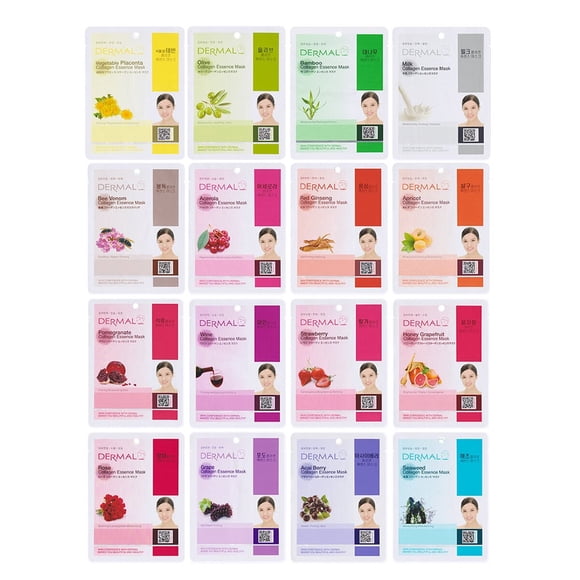 Mascarilla facial colágeno esencia DERMAL pack 16 combo