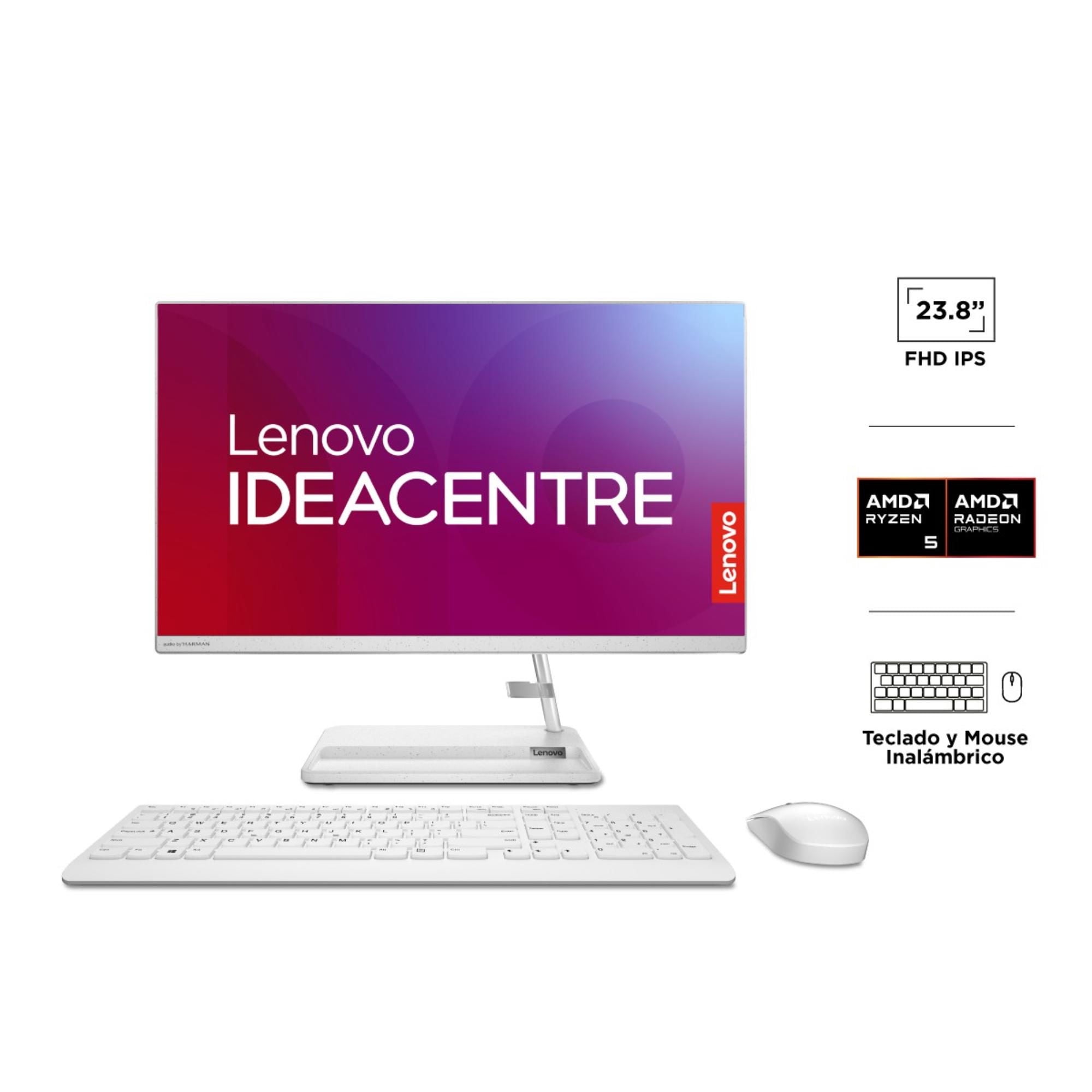 Computador All In One Lenovo Amd Ryzen 5 7430U 8Gb Ram 512Gb Ssd 23,8"" Fhd + Teclado Y Mouse