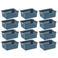 Cesta De Almacenamiento Iris Usa De Plástico, 12 Unidades, Tamaño Pequeño, Azul Marino, 30 X 22 X 11
