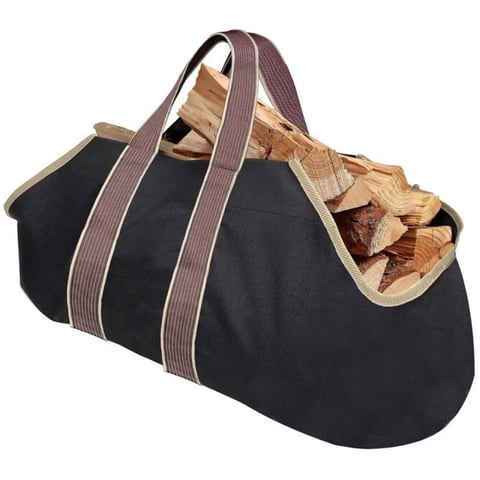 Xusx111 - Bolsa De Tronco De Lienzo Grande Portador De Leña De Fuego Portador De Tronco De Chimenea De Servicio Pesado Portadores De Madera De Fuego Que Llevan Con Manijas Eslinga De Madera Para Chime