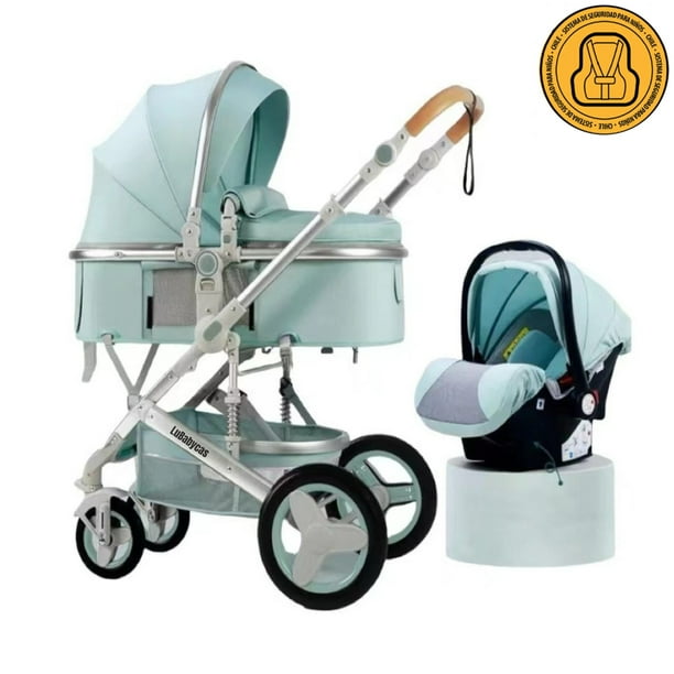 Coche Travel System Con Accesorios Verde Agua LuBabycas