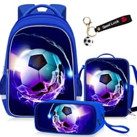 Juego De Mochilas Escolares Tilytadly Para Niños, Fútbol, 4 Piezas, 17 Pulgadas