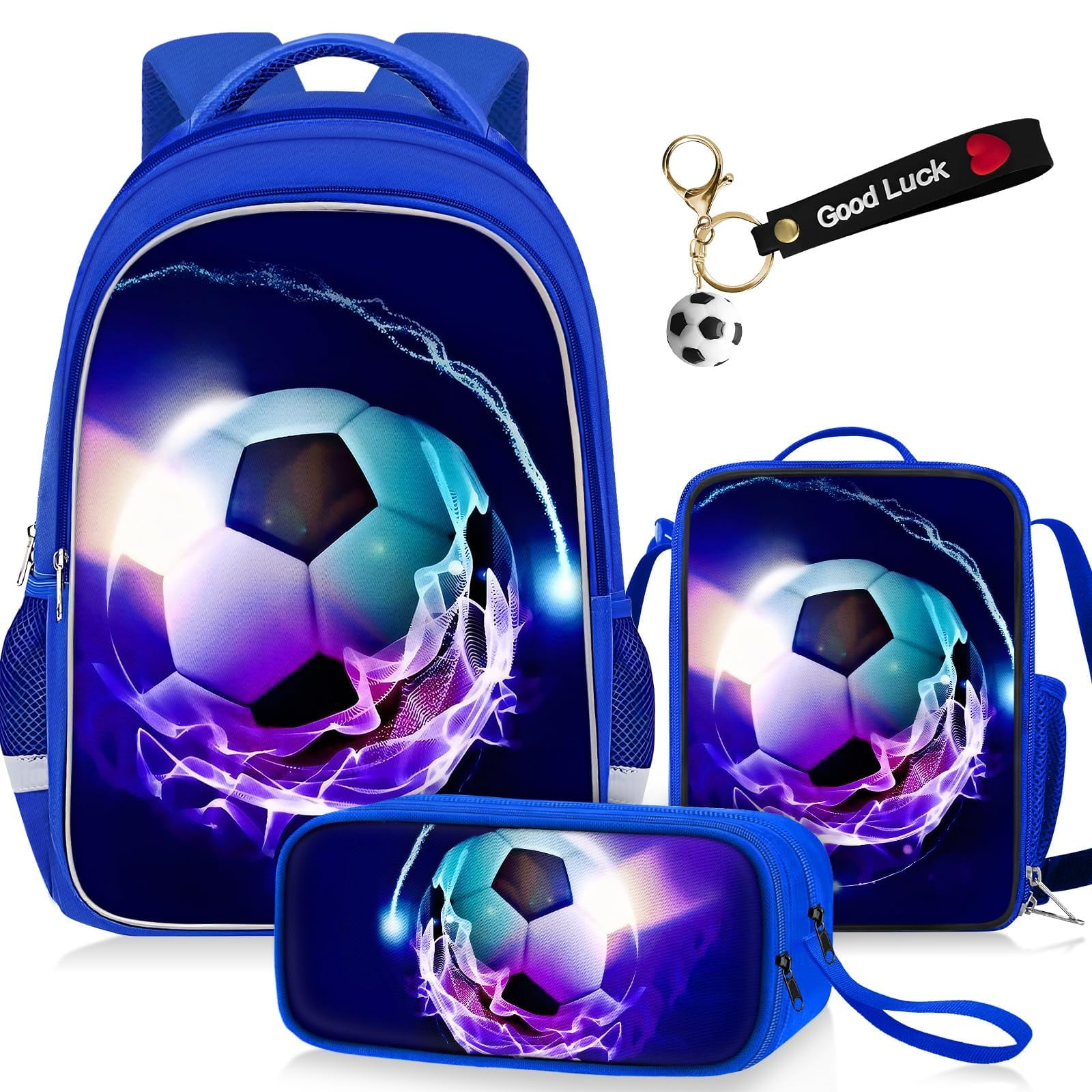Juego De Mochilas Escolares Tilytadly Para Niños, Fútbol, 4 Piezas, 17 Pulgadas